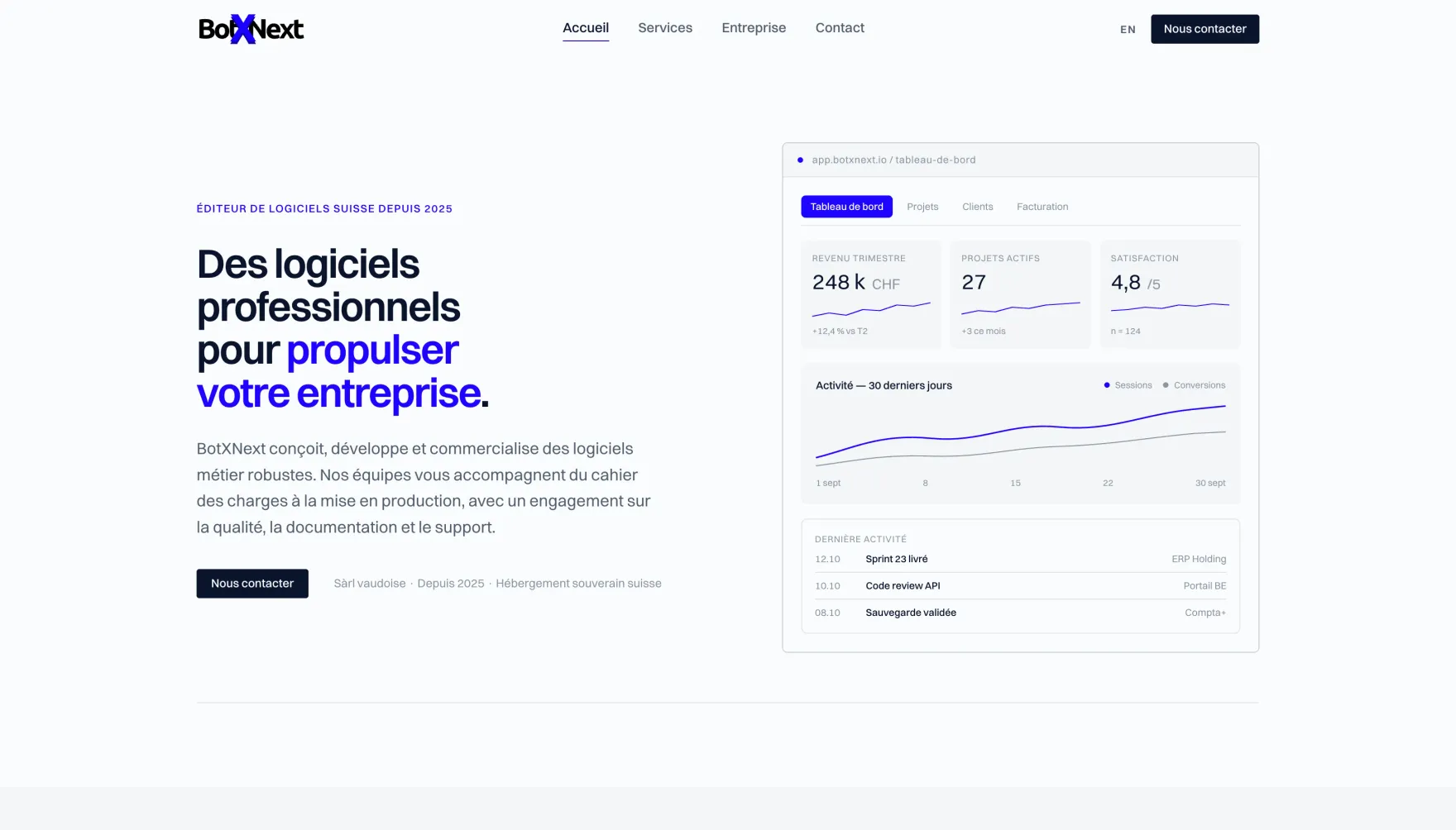 BotXNext website homepage