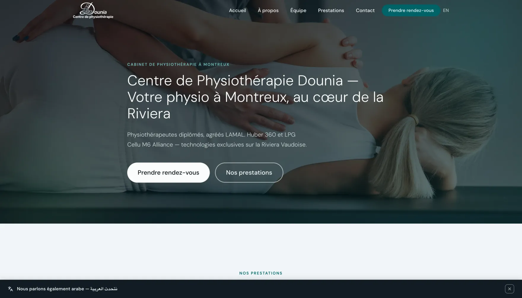 Centre de Physiothérapie Dounia website homepage