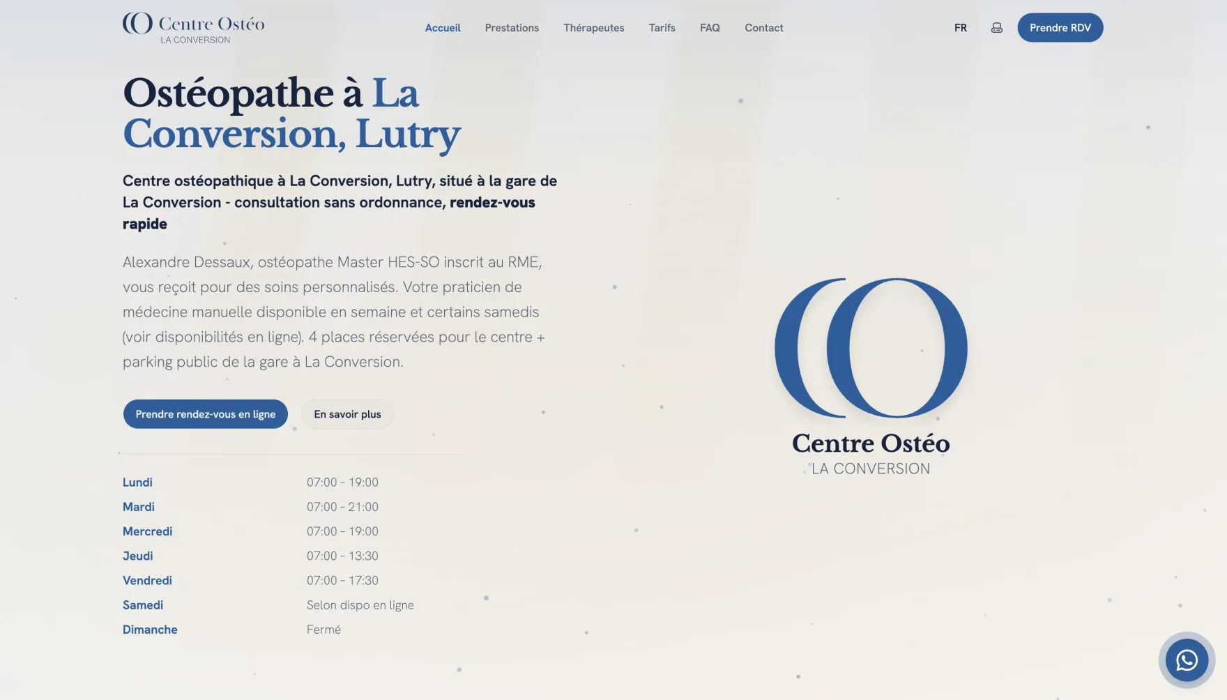 Centre Ostéo La Conversion website homepage