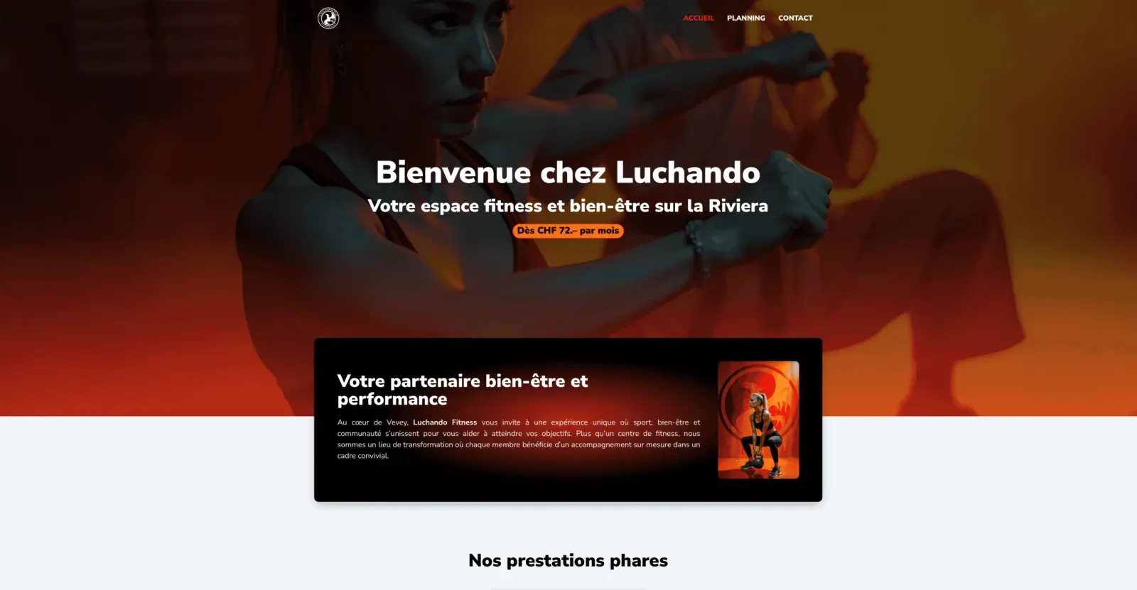 Luchando Fitness website homepage