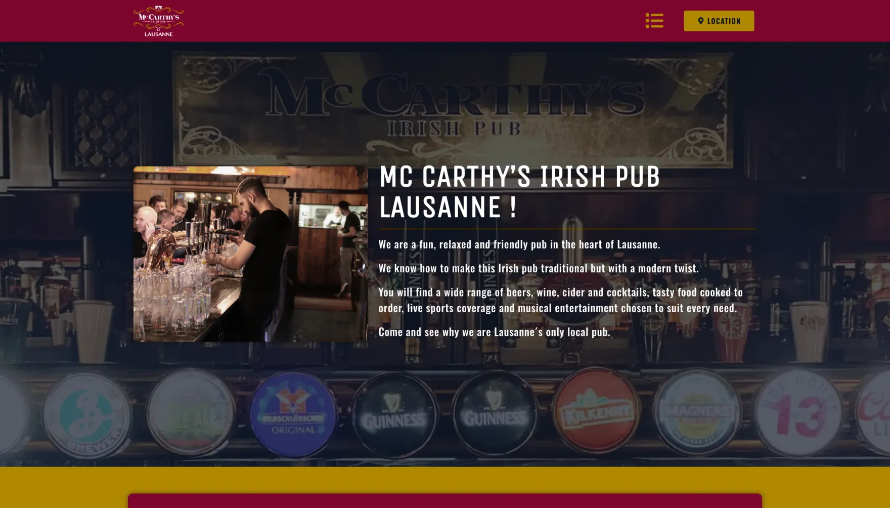 McCarthy's Irish Pub Lausanne website homepage