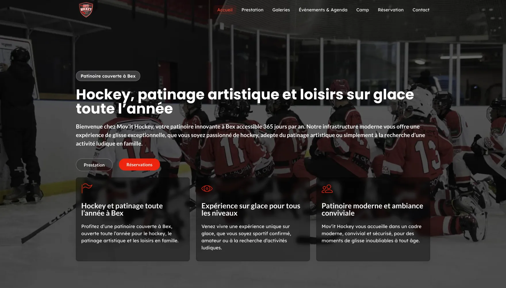 Mov'it Hockey website homepage