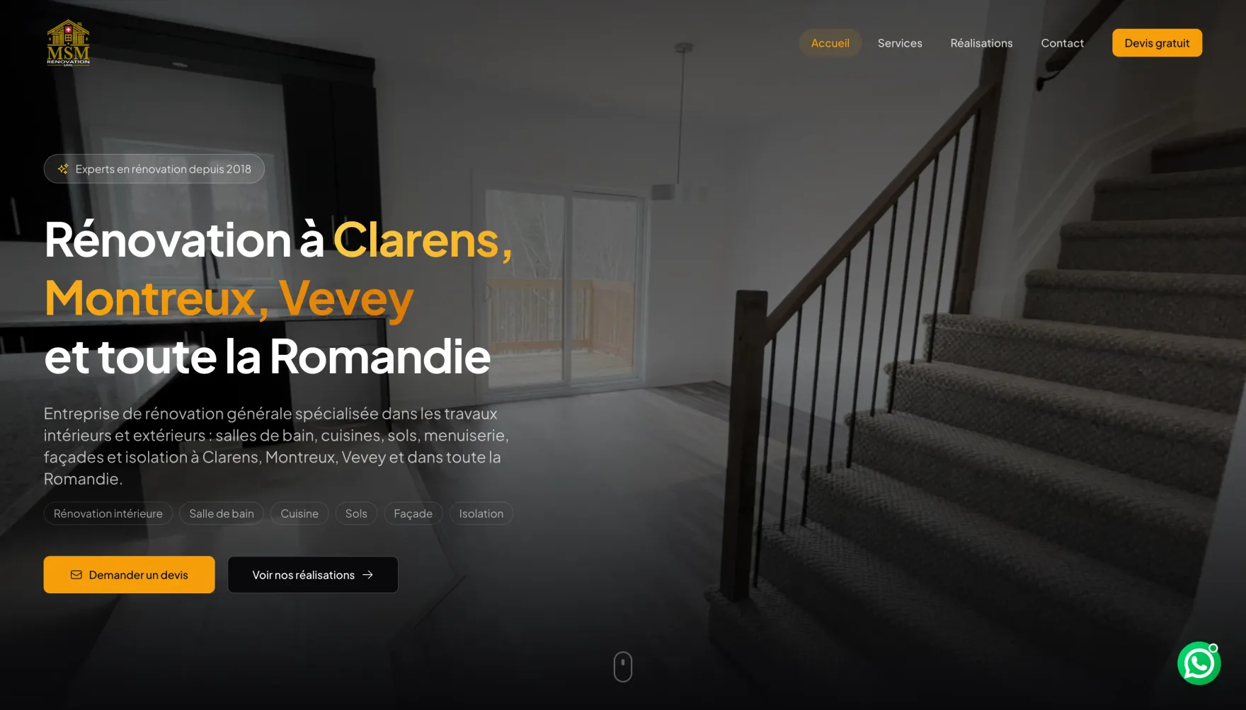 MSM Rénovation website homepage