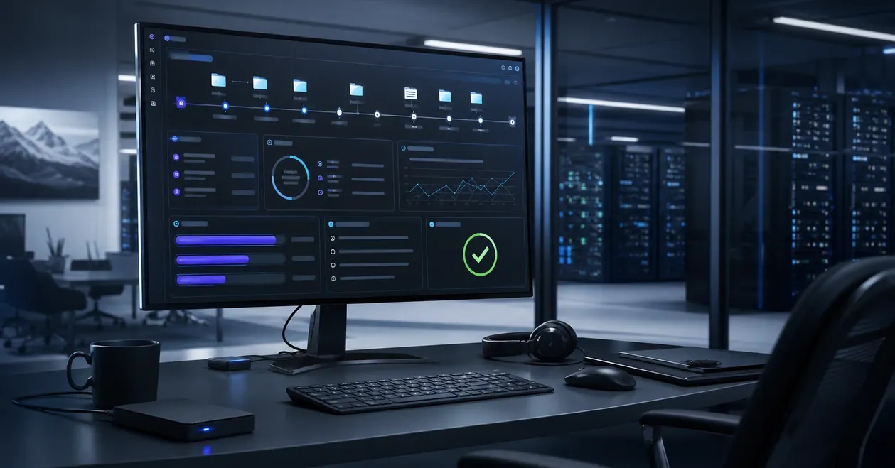 Cloud backup timeline with file restore and secure versions