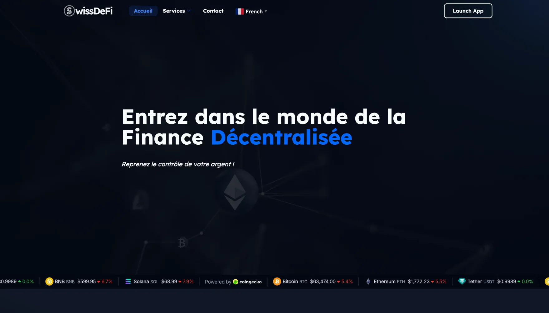 SwissDefi website homepage